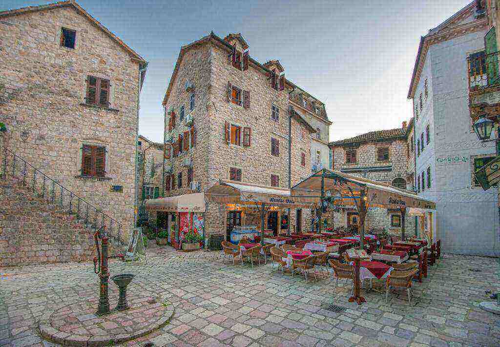 Kotor Old Town square in front of Hotel Rendez Vous